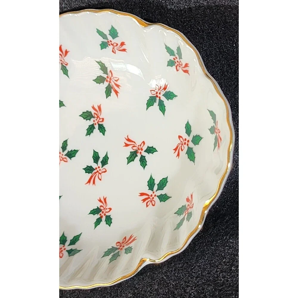 Vintage Hand Painted ~ Lefton China Christmas/Holiday Candy/ Trinket Dish ~ 2528